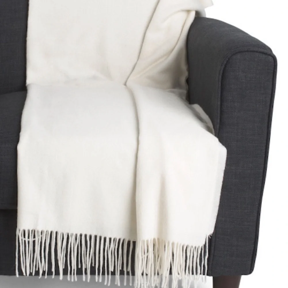 Tahari Home Cashmere Whisper White Throw Blanket